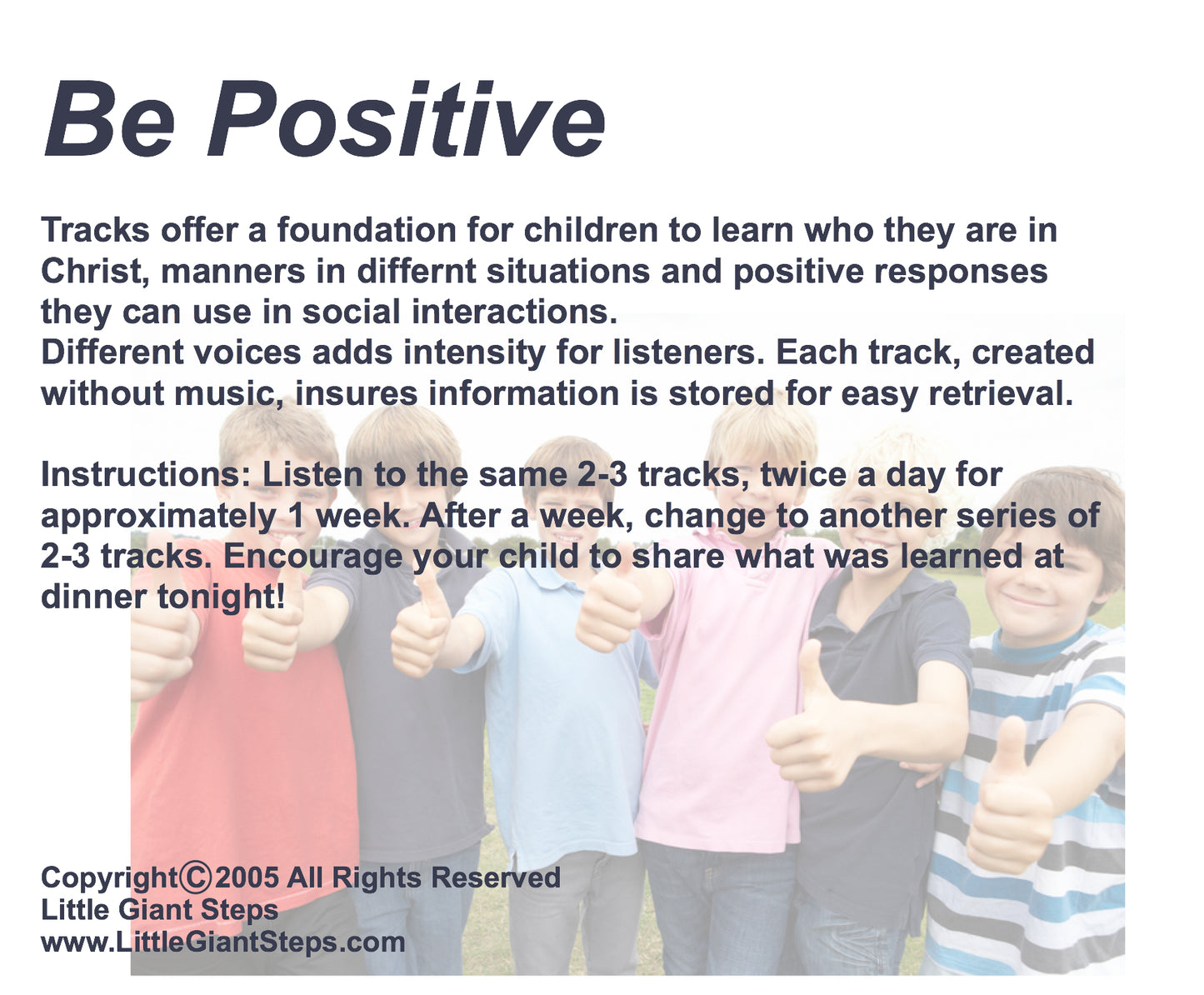 Be Positive -Download - Auditory Processing & Improve Self Esteem!